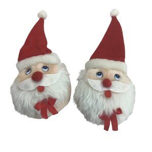 Vtg Santa Claus Plush Ear Coverings Muffs New Design Adult Size Felt 5.5" Height